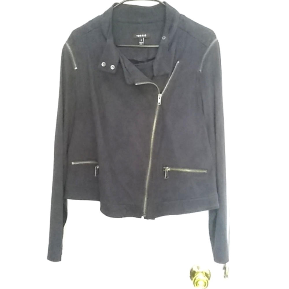 Navy blue suede like short jacket